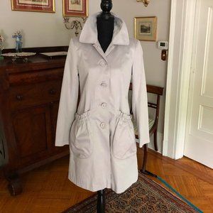 DKNY Cotton Light Gray Rain Coat Gathered pockets